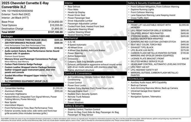 2025 Chevrolet Corvette E-Ray RWD Convertible 3LZ