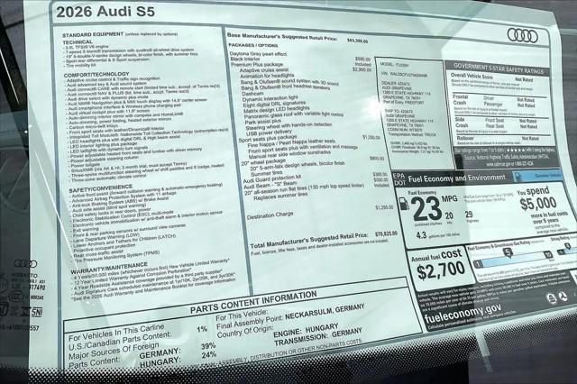 2026 Audi S5 Premium Plus TFSI quattro S tronic