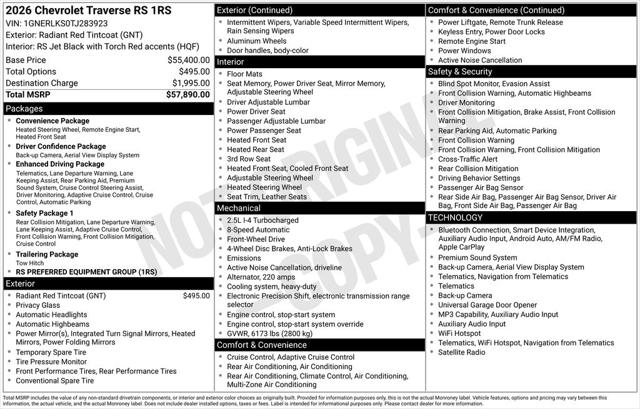 2026 Chevrolet Traverse FWD RS