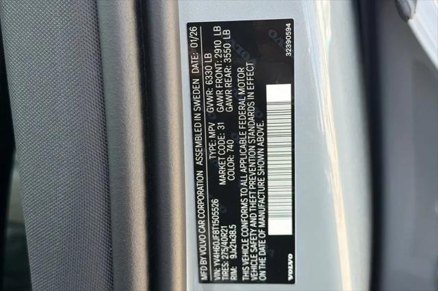 2026 Volvo XC90 Plug-In Hybrid Ultra, T8 AWD, Electric/Gasoline, Bright, 6 Seats
