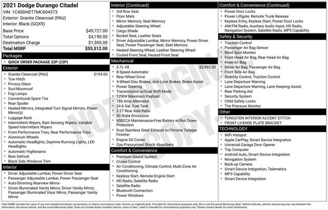 2021 Dodge Durango Citadel RWD