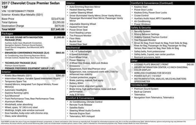 2017 Chevrolet Cruze Premier Auto