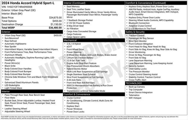 2024 Honda Accord Hybrid Sport-L