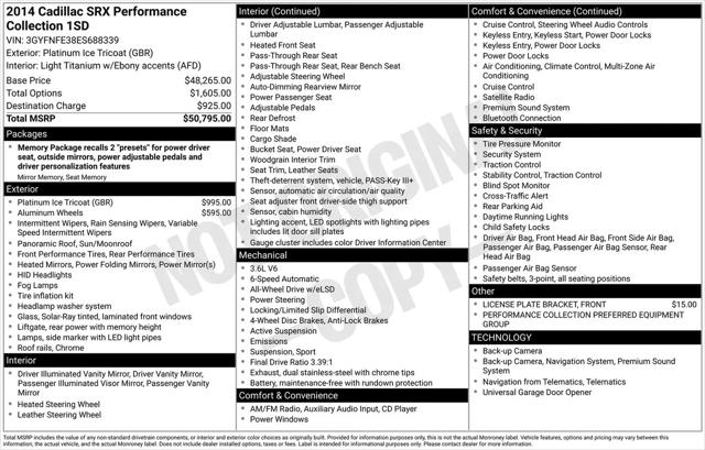 2014 Cadillac SRX Performance Collection