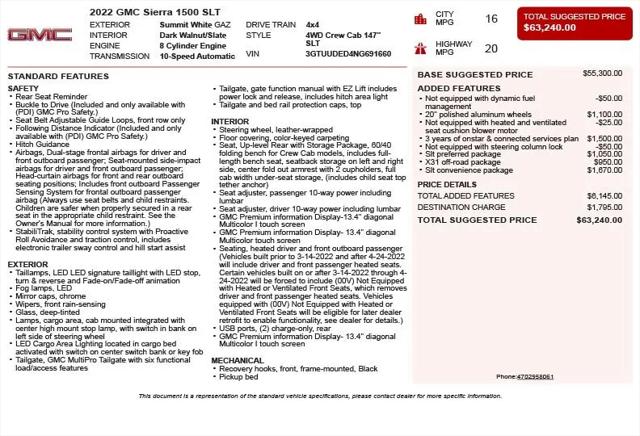 2022 GMC Sierra 1500 4WD Crew Cab Short Box SLT