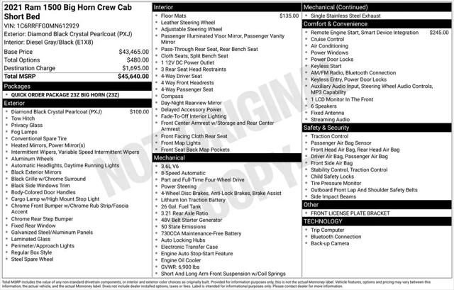 2021 Ram 1500 Big Horn Crew Cab 4x4 5'7" Box