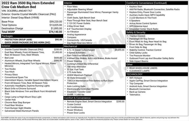 2022 Ram 3500 Big Horn Mega Cab 4x4 64 Box