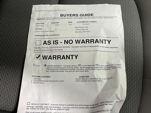 2020 Chevrolet Colorado 2WD Extended Cab Long Box WT