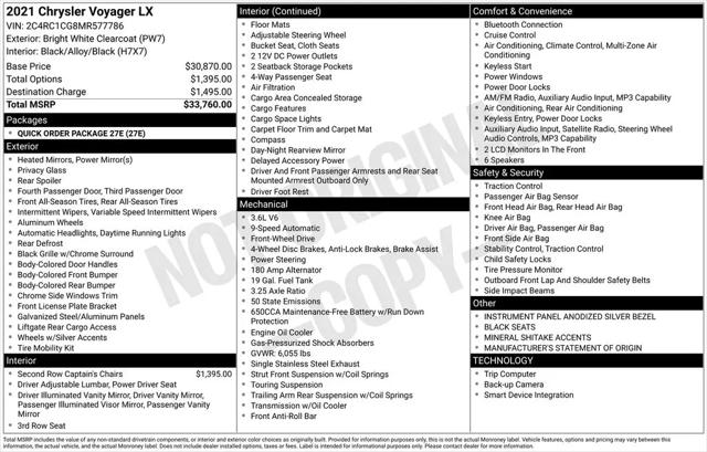 2021 Chrysler Voyager LX for sale in Clinton Township, MI