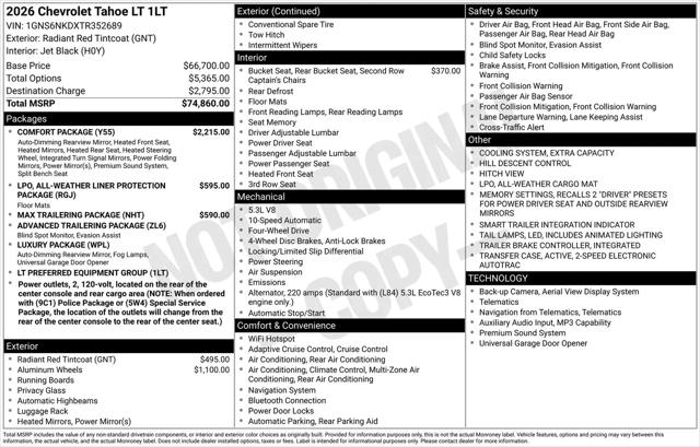 2026 Chevrolet Tahoe 4WD LT