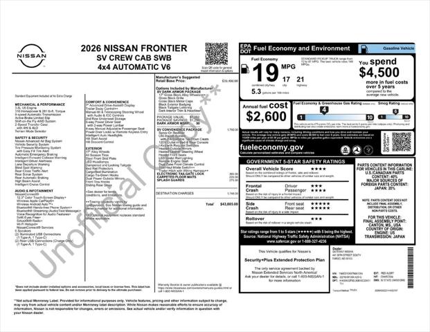 2026 Nissan Frontier Crew Cab SV 4x4