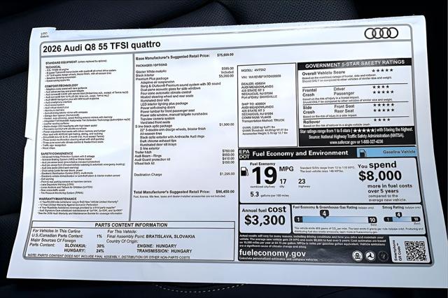 2026 Audi Q8 Premium Plus 55 TFSI quattro Tiptronic