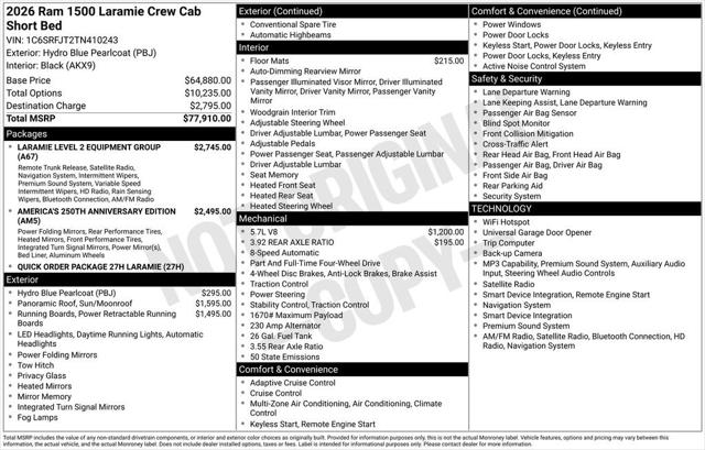 2026 RAM Ram 1500 RAM 1500 LARAMIE CREW CAB 4X4 57 BOX 2026 RAM Ram 1500 RAM 1500 LARAMIE CREW CAB 4X4 57 BOX