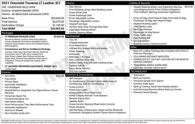 2021 Chevrolet Traverse FWD LT Leather