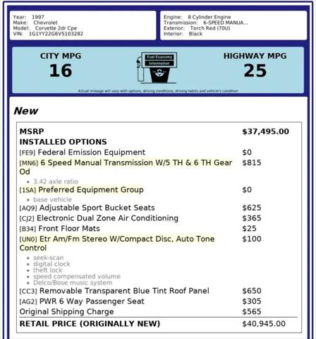 1997 Chevrolet Corvette Base