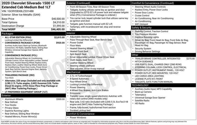 2020 Chevrolet Silverado 1500 4WD Double Cab Standard Bed LT