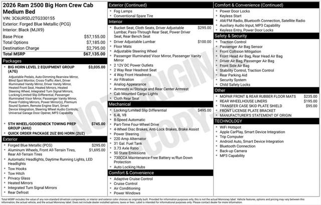 2026 Ram 2500 Big Horn Crew Cab 4x4 64 Box