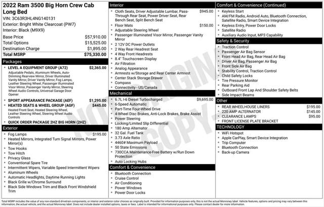 2022 Ram 3500 Big Horn Crew Cab 4x4 8' Box