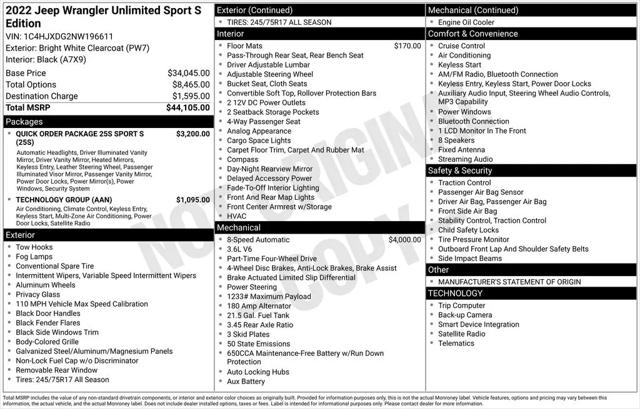2022 Jeep Wrangler Unlimited Sport S 4x4