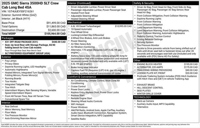 2025 GMC Sierra 3500HD Crew Cab, Long Bed, SLT DRW, 4WD