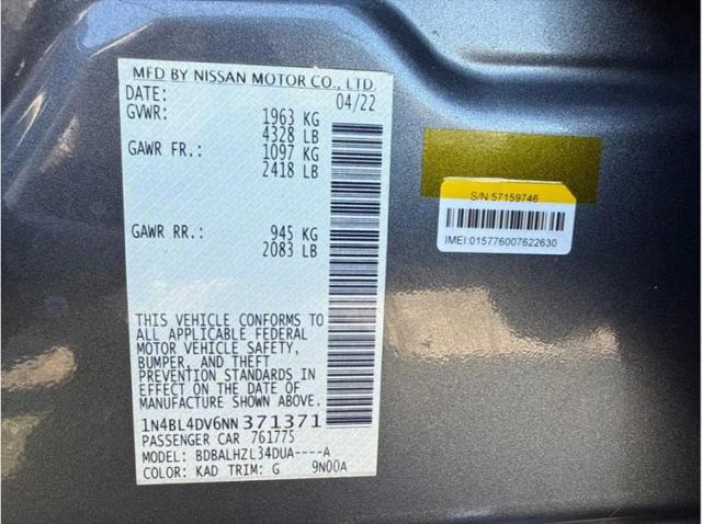 2022 Nissan Altima SV FWD