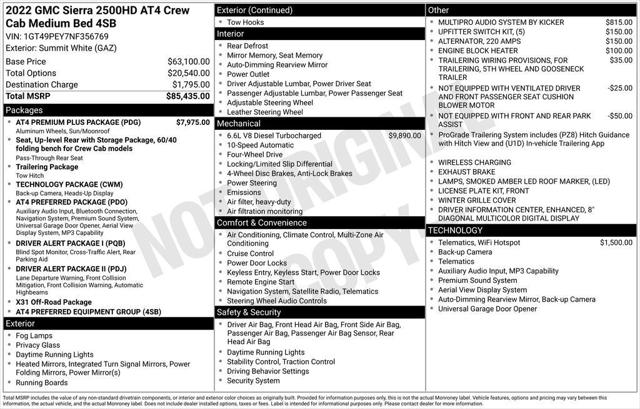 2022 GMC Sierra 2500HD 4WD Crew Cab Standard Bed AT4