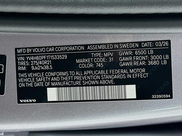 2026 Volvo XC90 Plug-In Hybrid Ultra, T8 AWD, Electric/Gasoline, Bright, 7 Seats