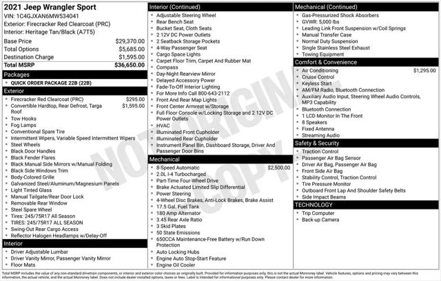 2021 Jeep Wrangler Sport 4x4