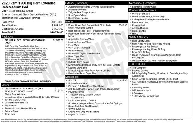 2020 Ram 1500 Big Horn Quad Cab 4x4 6'4" Box