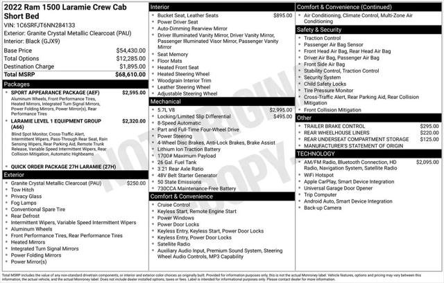 2022 Ram 1500 Laramie Crew Cab 4x4 5'7" Box
