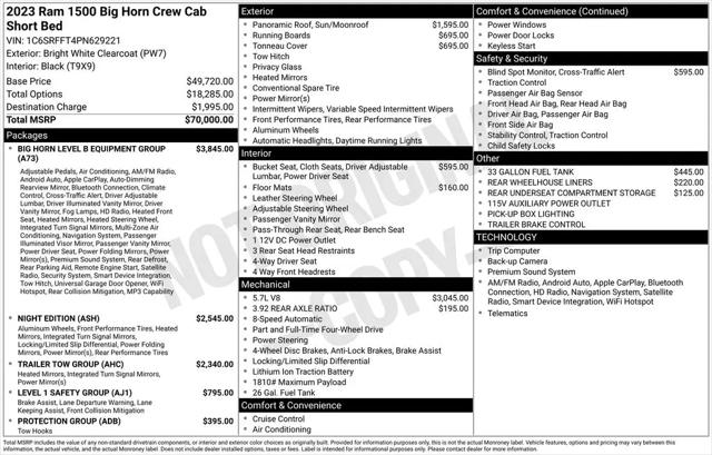 2023 Ram 1500 Big Horn Crew Cab 4x4 5'7" Box
