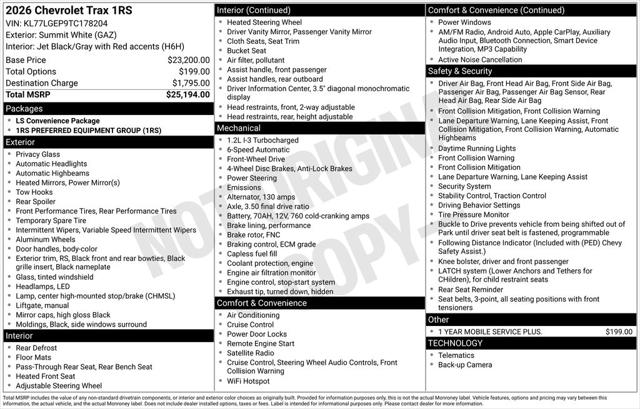 2026 Chevrolet Trax FWD 1RS