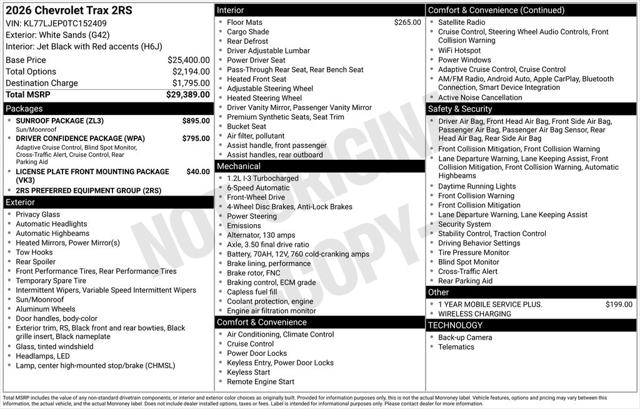 2026 Chevrolet Trax FWD 2RS