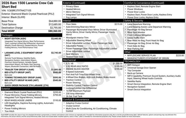 2026 RAM Ram 1500 RAM 1500 LARAMIE CREW CAB 4X4 57 BOX