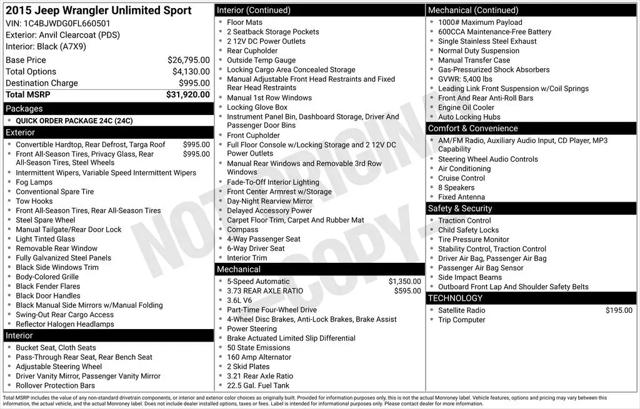 2015 Jeep Wrangler Unlimited Sport