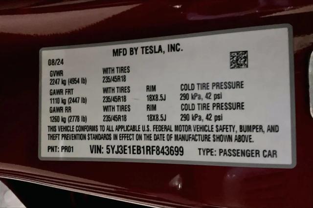 2024 Tesla Model 3 Long Range Dual Motor All-Wheel Drive
