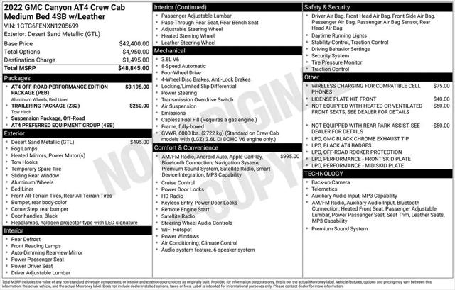 2022 GMC Canyon 4WD Crew Cab Short Box AT4 - Leather