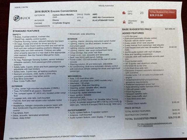 2016 Buick Encore Convenience