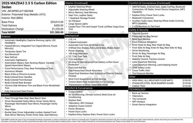 2026 Mazda Mazda3 2.5 S Carbon Edition