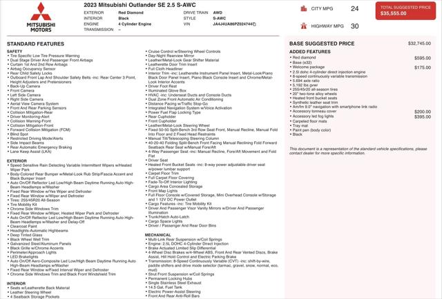 2023 Mitsubishi Outlander SE 2.5 S-AWC