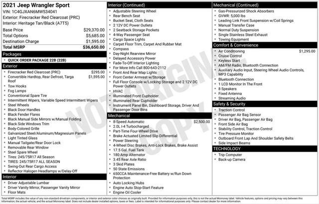 2021 Jeep Wrangler Sport 4x4