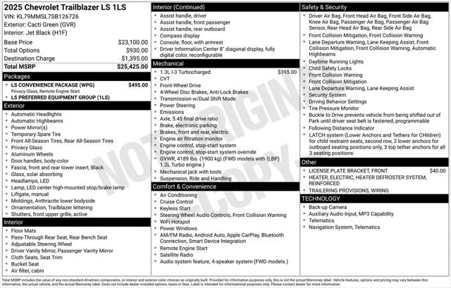 2025 Chevrolet Trailblazer FWD LS 2025 Chevrolet Trailblazer FWD LS