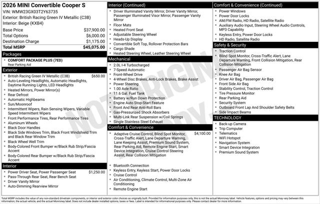 2026 MINI Cooper Convertible Cooper S