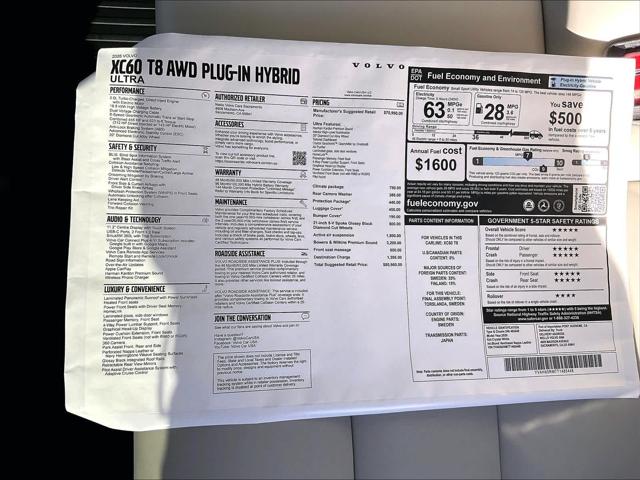 2026 Volvo XC60 Plug-In Hybrid Ultra, T8 AWD Electric/Gasoline, Dark