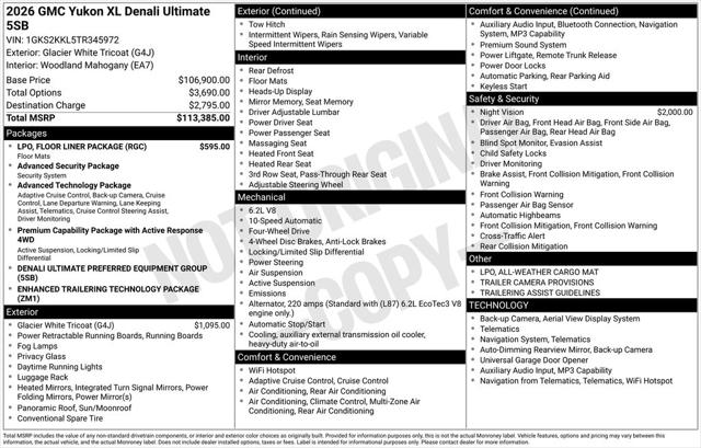 2026 GMC Yukon XL 4WD Denali Ultimate