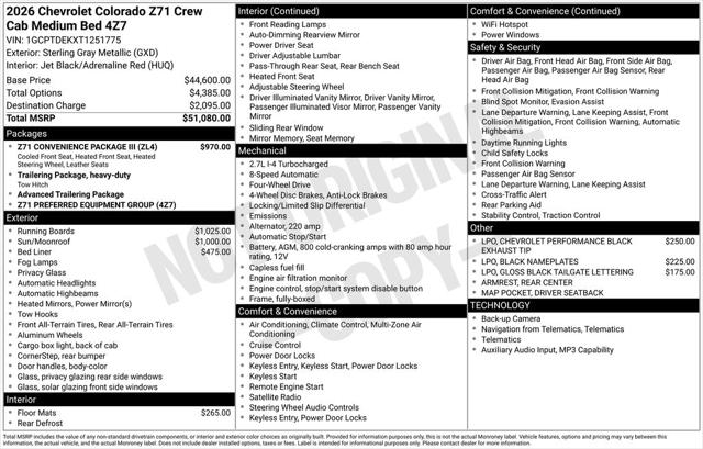 2026 Chevrolet Colorado Z71, 4WD