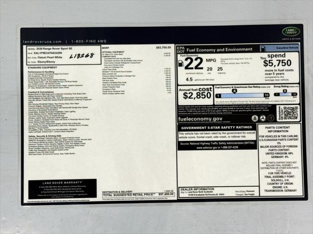 2026 Land Rover Range Rover Sport P360 SE