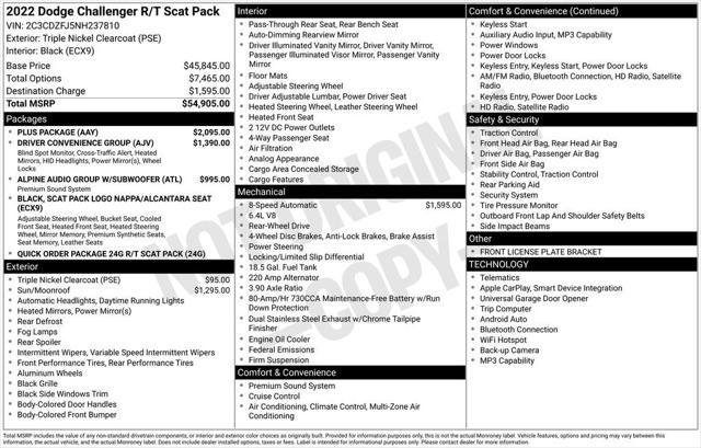 2022 Dodge Challenger R/T Scat Pack 2022 Dodge Challenger R/T Scat Pack