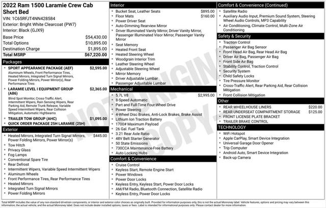 2022 RAM 1500 Laramie Crew Cab 4x4 57 Box 2022 RAM 1500 Laramie Crew Cab 4x4 57 Box