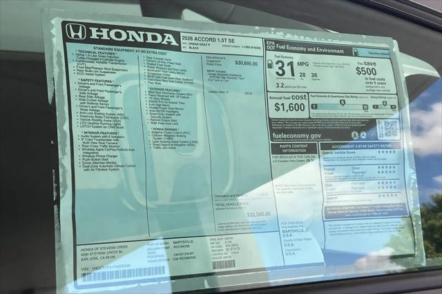 2026 Honda Accord Sedan SE